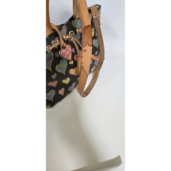 Dooney & Bourke Multicolored Hearts Print Tassel Tote Dual Leather Straps USA - Picture 6 of 12